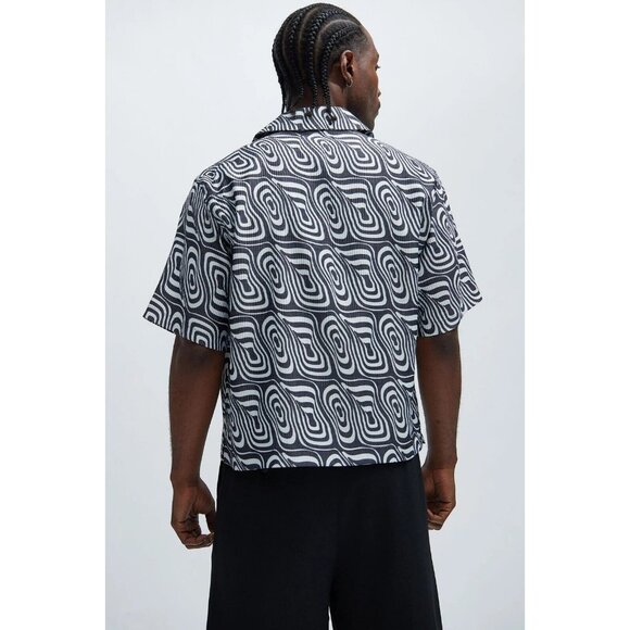Osiris Textured Button Up Short Sleeve Shirt Black Men's - Picture 4 of 7